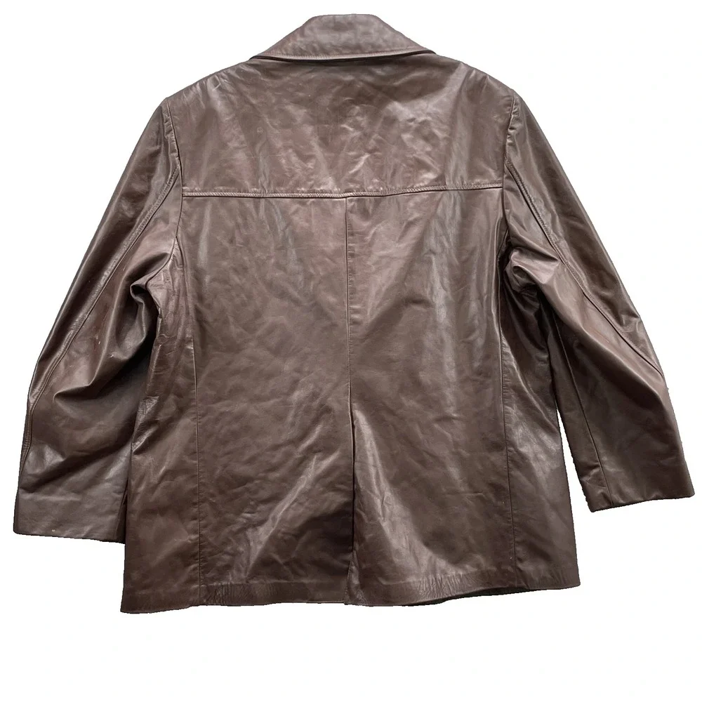 Vintage Cresco 100% Leather Coat Jacket Mens 48 Classic Streetwear Corpcore 70's